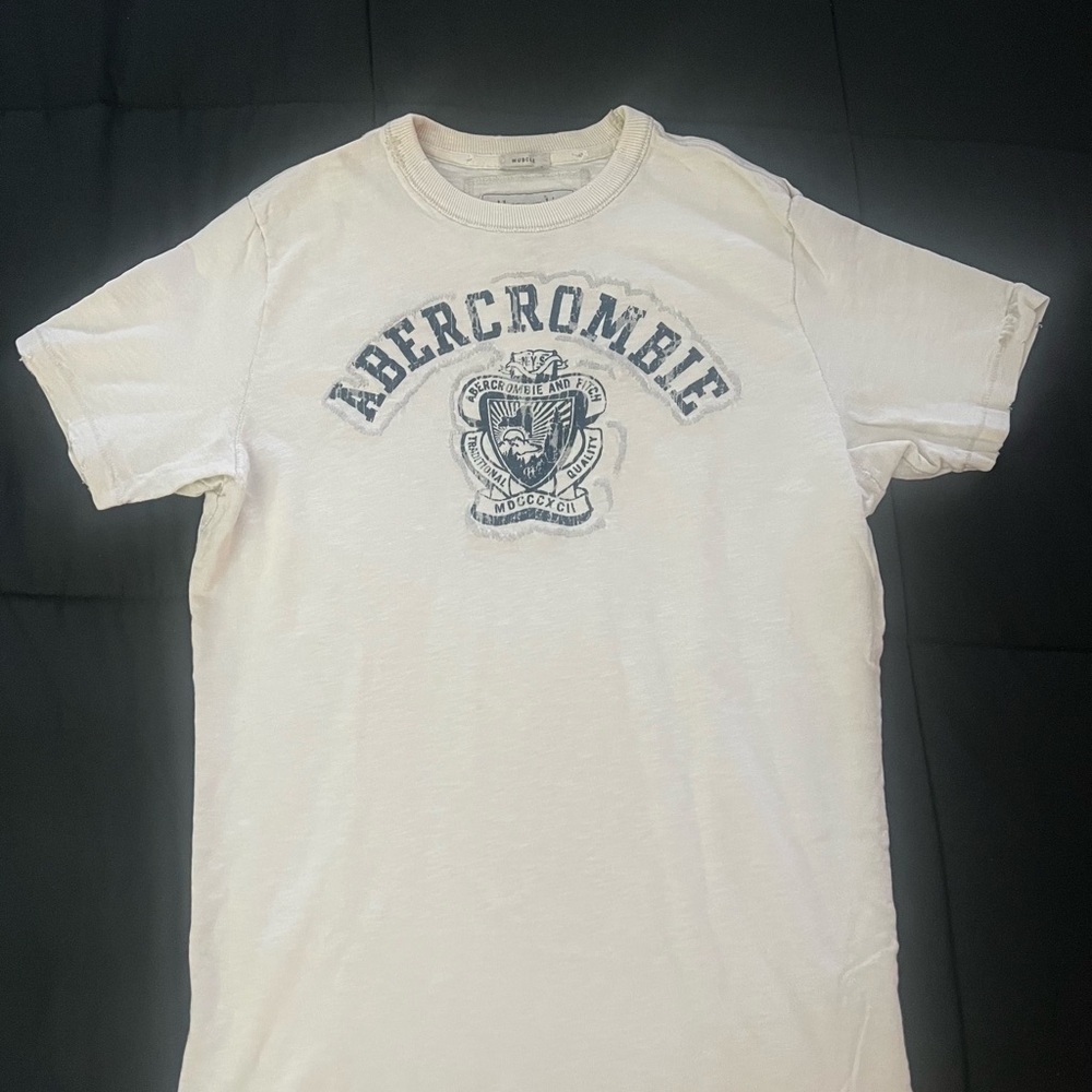 Abercrombie & Fitch Vintage Distressed White Graphic Tee